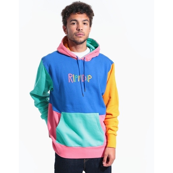 RIPNDIP Colour Block Multi Panel hoodie Size Medium - Picture 1 of 9